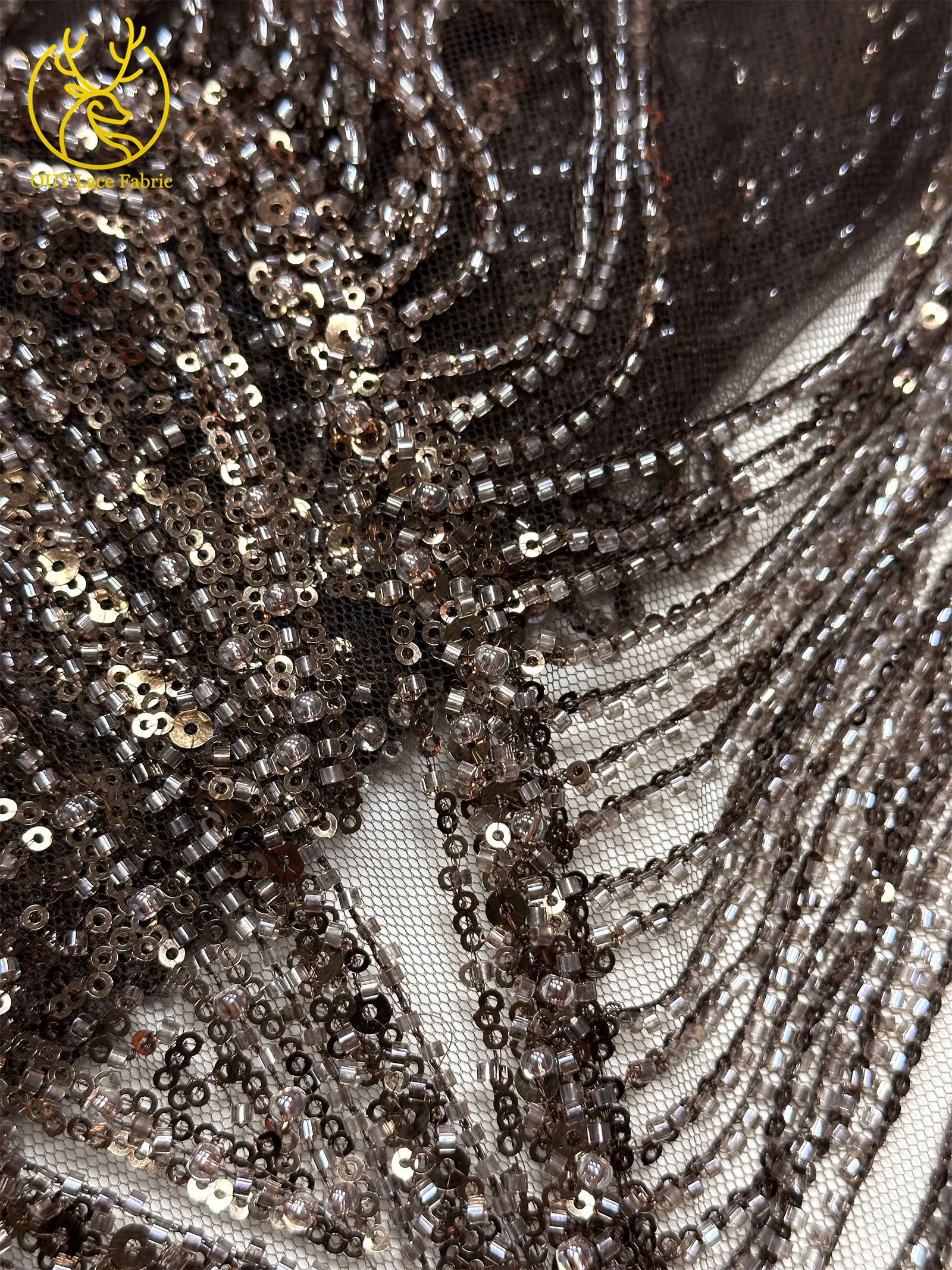 Königsblauer Afrikanischer 3D-Anhänger Perlenbesetzter Spitzenstoff 2026 Hochwertige Nigerianische Pailletten-Spitze für Brautkleider und Festkleider – Detail 28