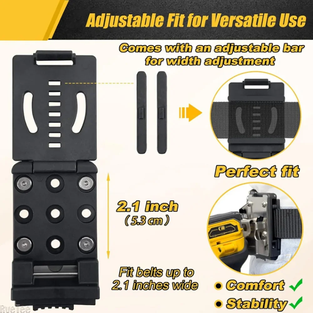 Quick Access Eletric Drill Clip Drill Holder Belt Clip Hook Holster for Cordless Drill Driver Tape Measure on Belt Fits 2.1''