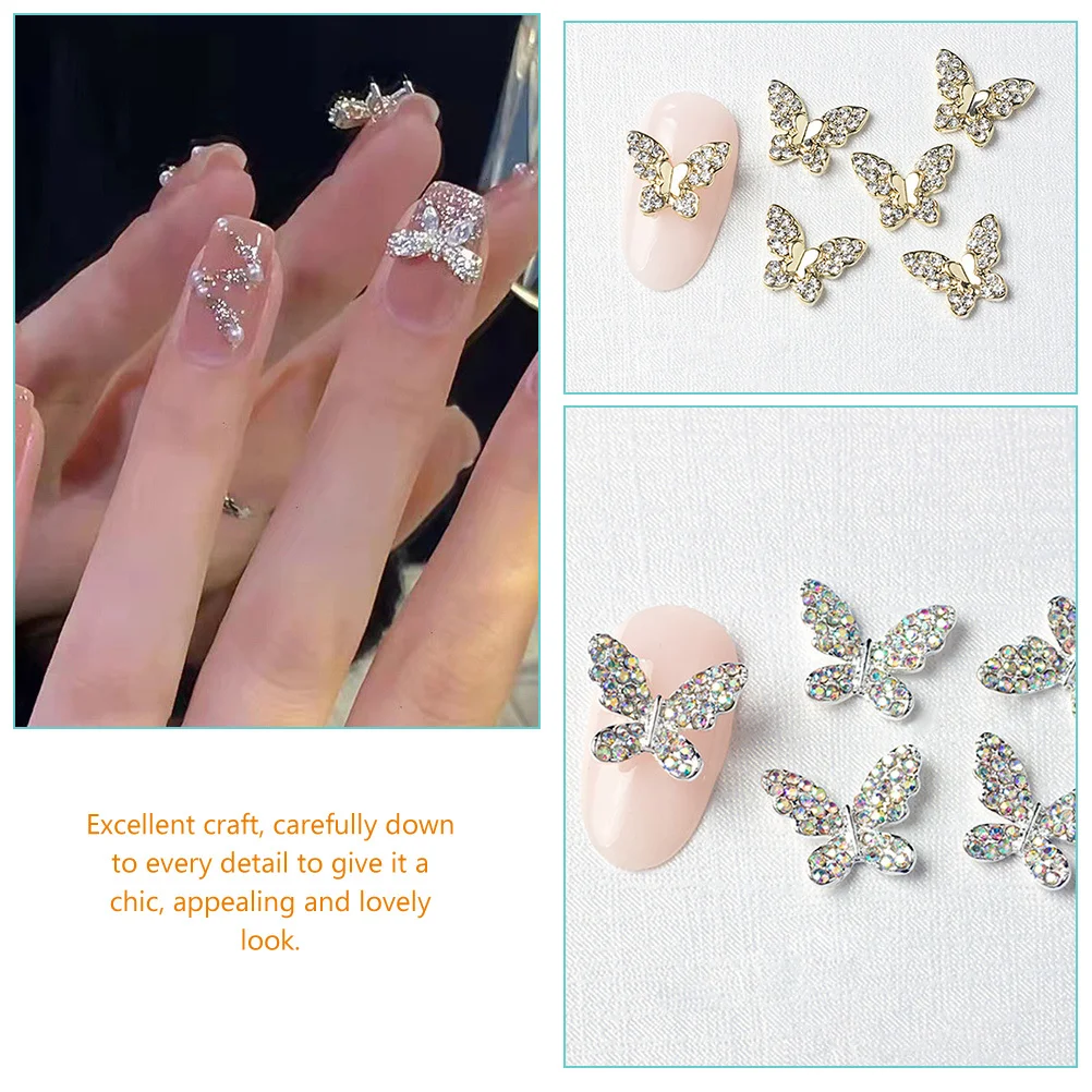 22 قطعة ثلاثية الأبعاد فراشة مسمار السحر المعادن مسمار الفن زينة DIY بها بنفسك مانيكير مجوهرات للأظافر الطبيعية وهمية تصميم مانيكير السحر