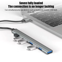 High speed USB Type C hub, multi splitter, USB 3.0, USB 2.0, 5Gbps, 7 ports, used for PC computers