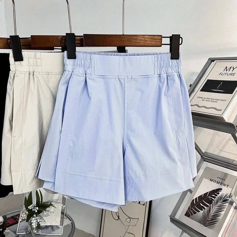 Lemon Quick-drying Ventilation Sports Shorts Fashion Women Shorts Solid Elastic Waist Pocket Casual Streetwear Loose Short Pants
