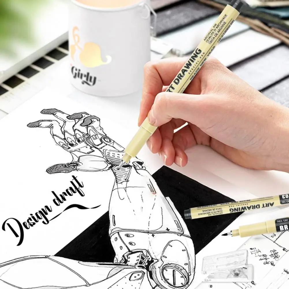 アーティスト用の防水針ペンセット,スケッチイラスト,ファインライナー,12の異なる線幅
