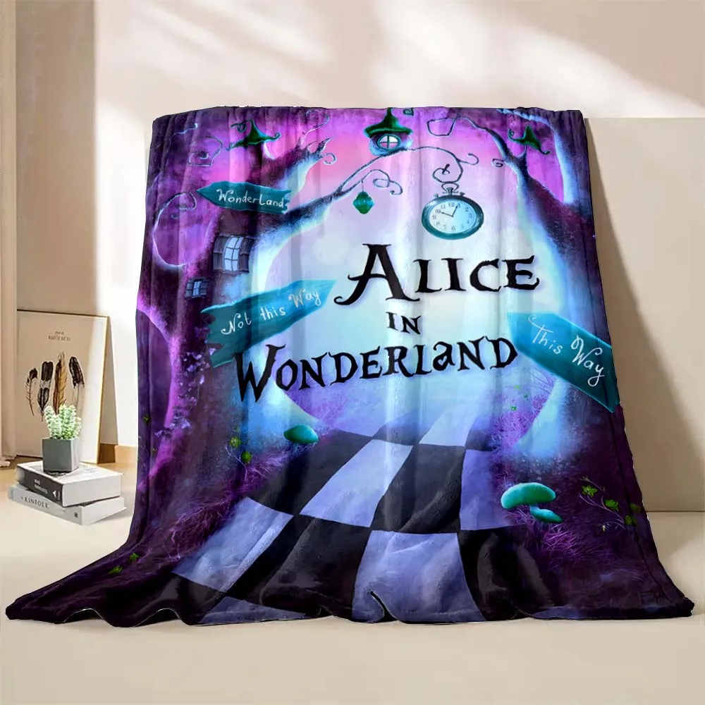 Alice in Wonderland Blanket Warm Soft Fluffy Throw Disney Kid Adult Quilt Sofa Bed Throw Break Blanket Travel Sheet Girls Gift