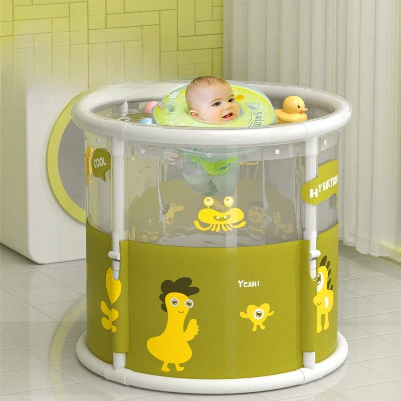 

Portable Foldable Baby Bath Tub Indoor Collapsible Infant Toddler Swimming Pool Home Transparent Soaking Basin Household Use