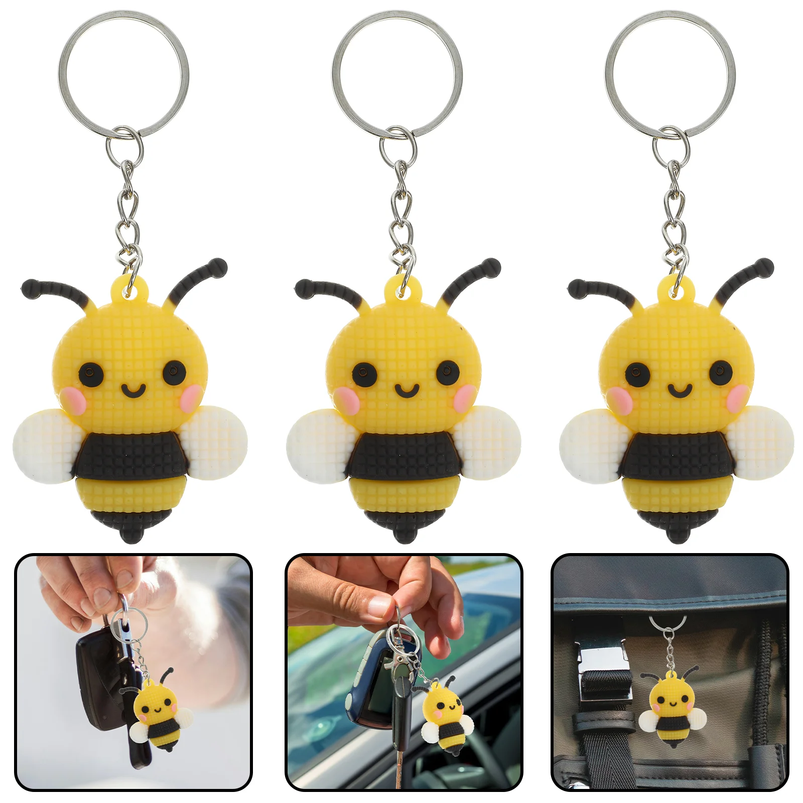 10 Pcs Bee Keychain Gift Novelty Keyring Backpack Keychains Cartoon Party Favors Pendant