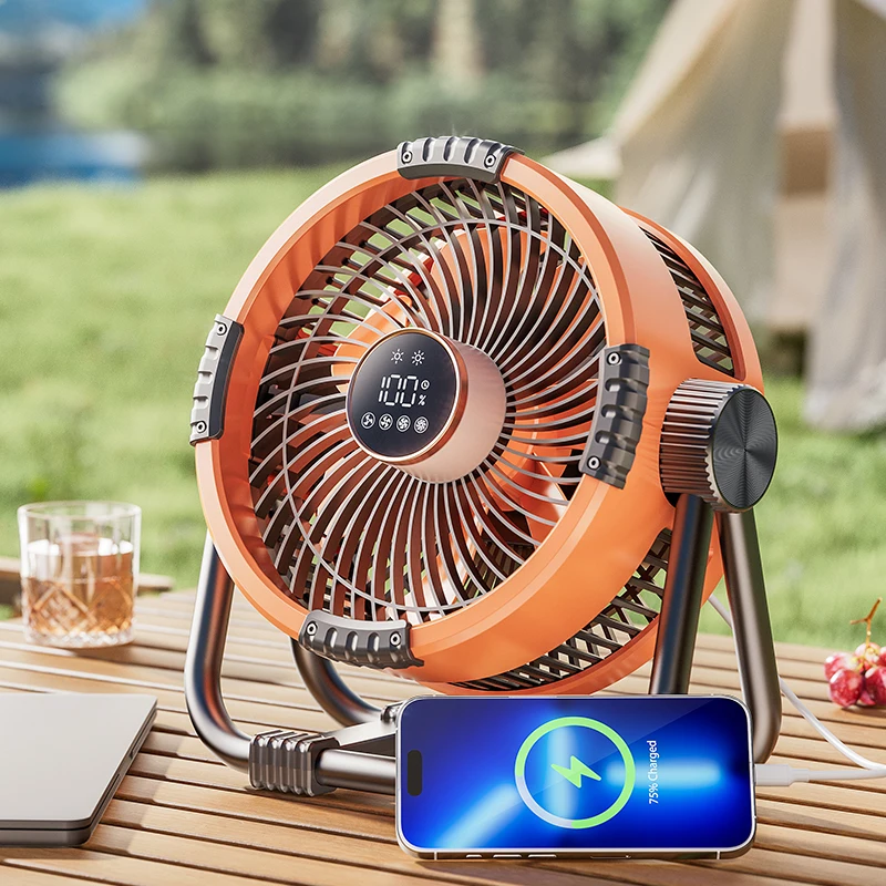 

New Outdoor Camping Fan 20000mAh Rechargeable Portable Fan Wireless Tent Ceiling Fan 4 Speed Adjustment with Hook & LED Light
