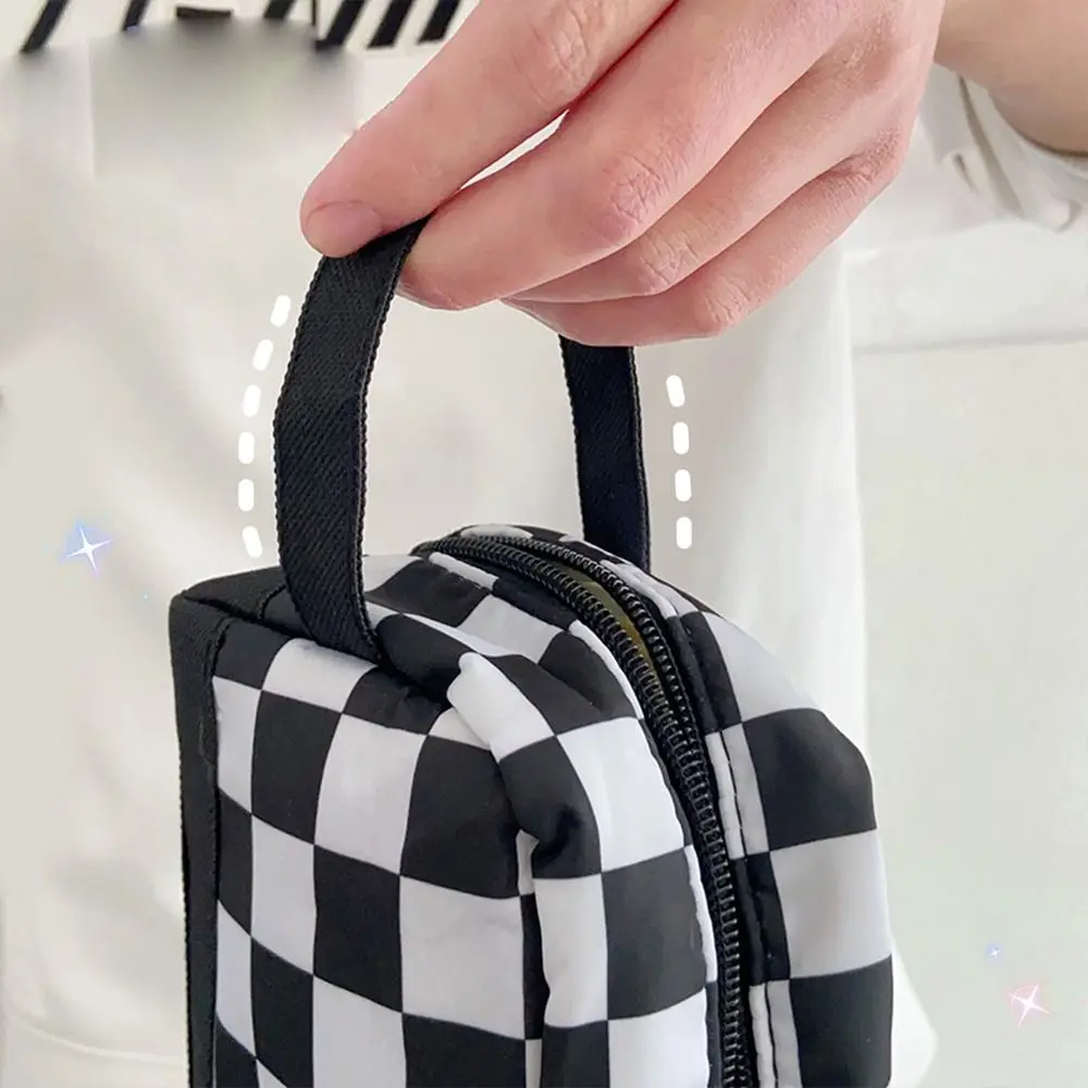 Checkboard Stationery Student Large Capacity Cosmetics Storage Desktop Organizer Plaid Pencil Bag Pencil Case Pencil Pouch