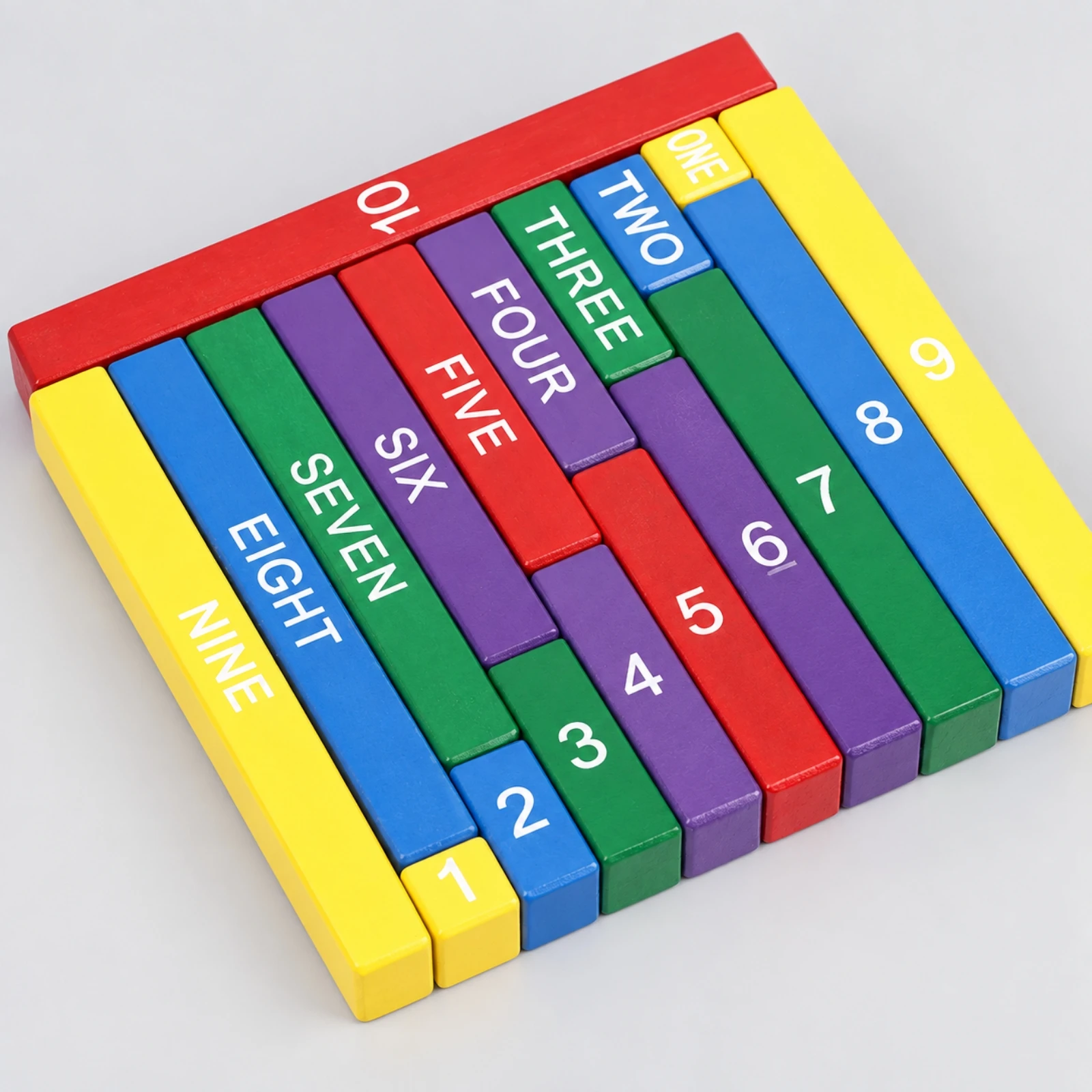 10 Pieces Mathematics Rod Set with Storage Tray Educational Decimal Number Rod Collection Learning Toy Tactile Homeschool Supply