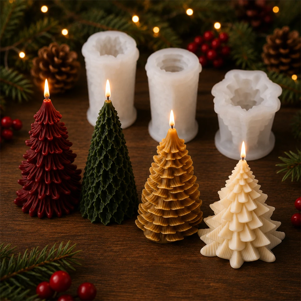 3Dクリスマスツリーキャンドルモールド シリコン製パインツリ - Xmas Candle Making のレビューと価格