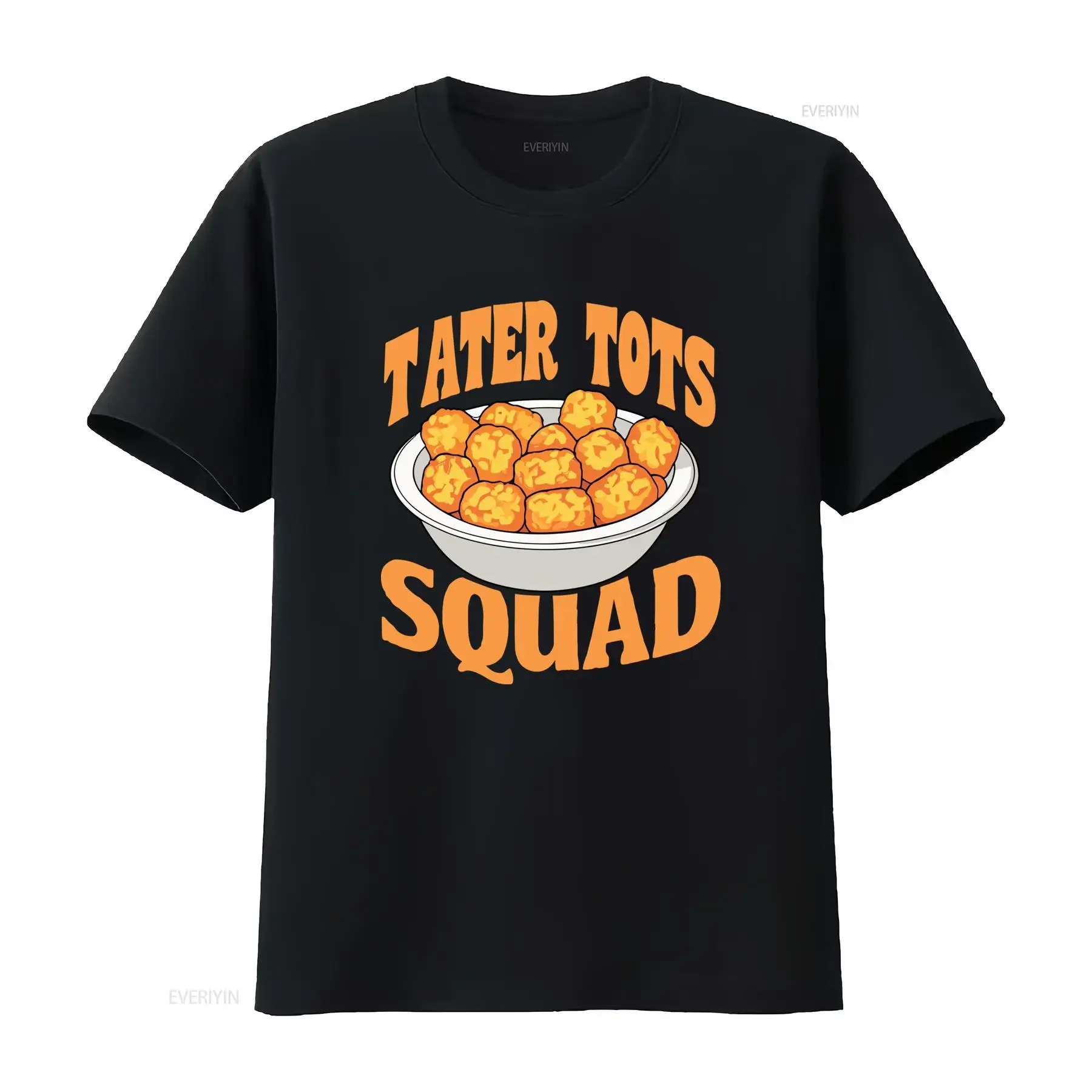 Funny Cartoon Tater Tots Squad Print Casual T Shirt vintage Washed Top For Everyday Wear designer clothes Versatile homme