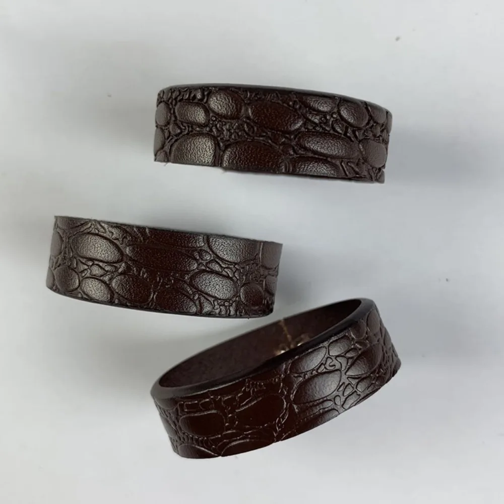 3PCS Cow Genuine Leather Belt Loop Keepers Crocodile Pattern DIY Belt Retaining Rings Delicate Belt Tail Fixed Ring