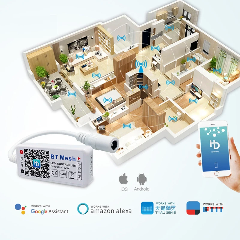 Haodeng Controller Led DIM RGB RGBW Controller dimmer LED DC5V 12V 24V APP Compatibile con Bluetooth per nastro LED 5050 2835 5630