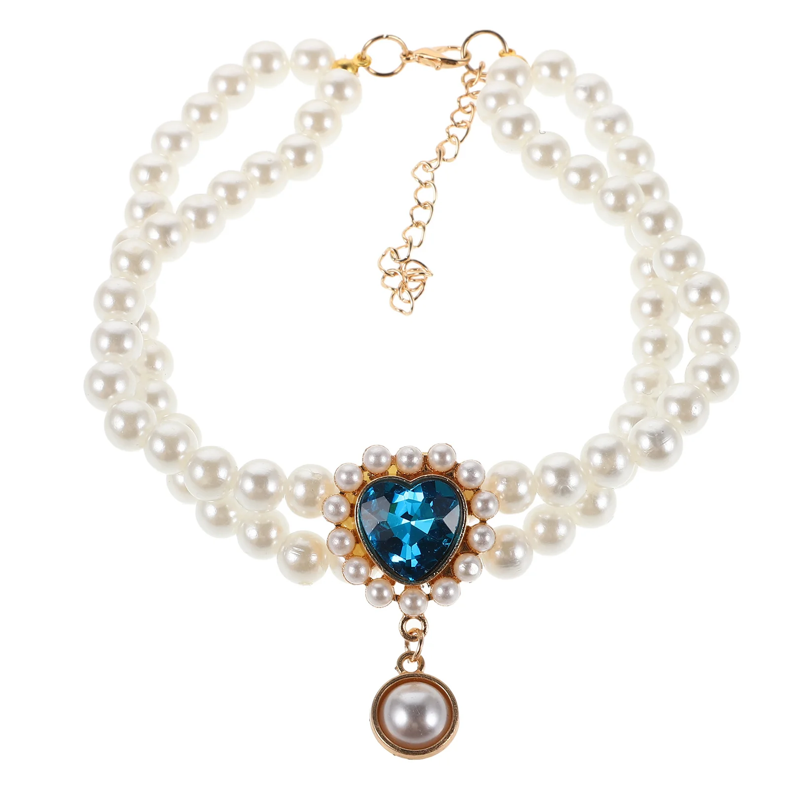 

1pcs Pet Necklace Adjustable Double Layer Faux Pearl Dog Collar For Wedding Party Photo Shoot Cat Jewelry Vintage Puppy