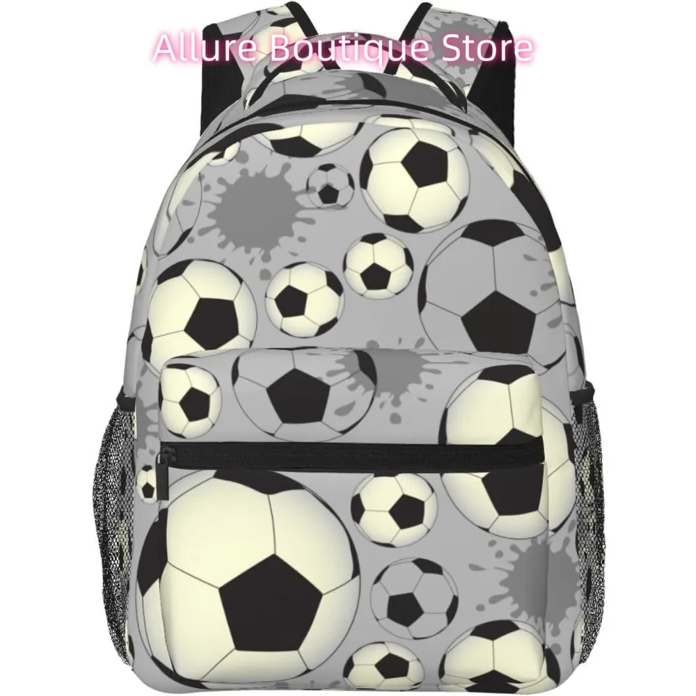 

laptop bag back to school Cartoon Soccer Ball Lightweight Laptop Backpack Lightweight Multipurpose Travel Casual Daypack Unisex