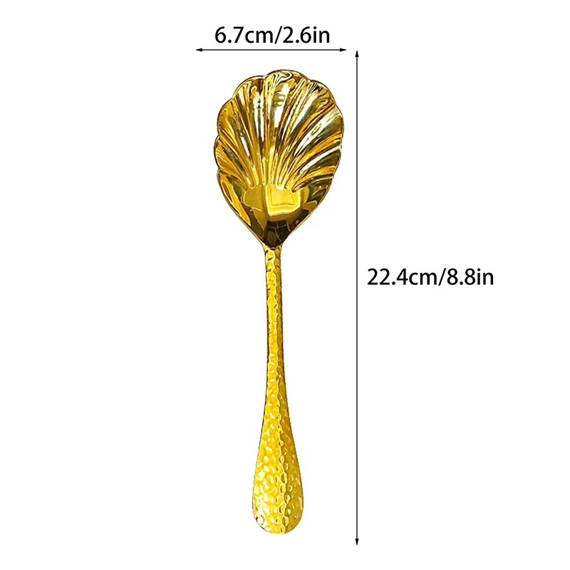 Large Shell-Shaped Stainless Steel Serving Spoons Fan-Design Vegetable Soup Spoons for Family Parties And Restaurant Use