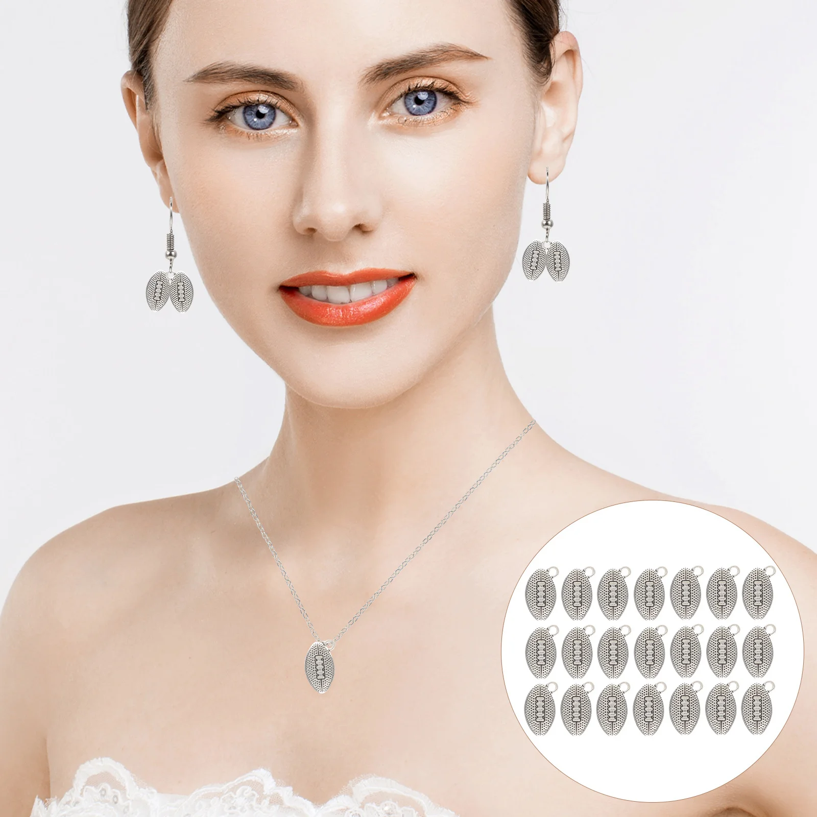 

50Pcs Rugby Pendant Charms DIY Craft Jewelry Making Necklace Bracelet Supplies Compact Lightweight Fine Workmanship Bright Color