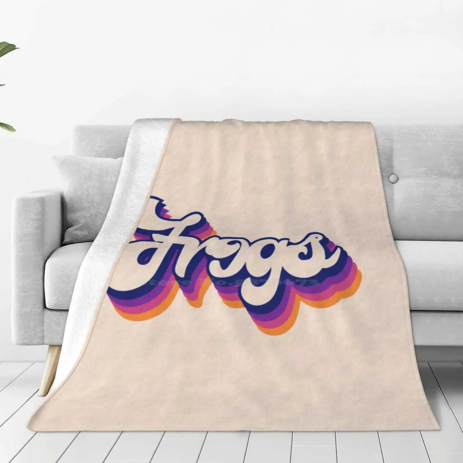 Retro Typography-Frogs New Arrival Fashion Leisure Warm Flannel Blanket Frogs Typography Retro Rainbow Text