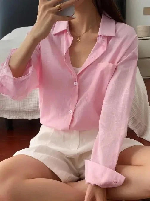 

Элегантная женская блузка с длинным рукавом для отпуска, свободного кроя, осень-зима 2025