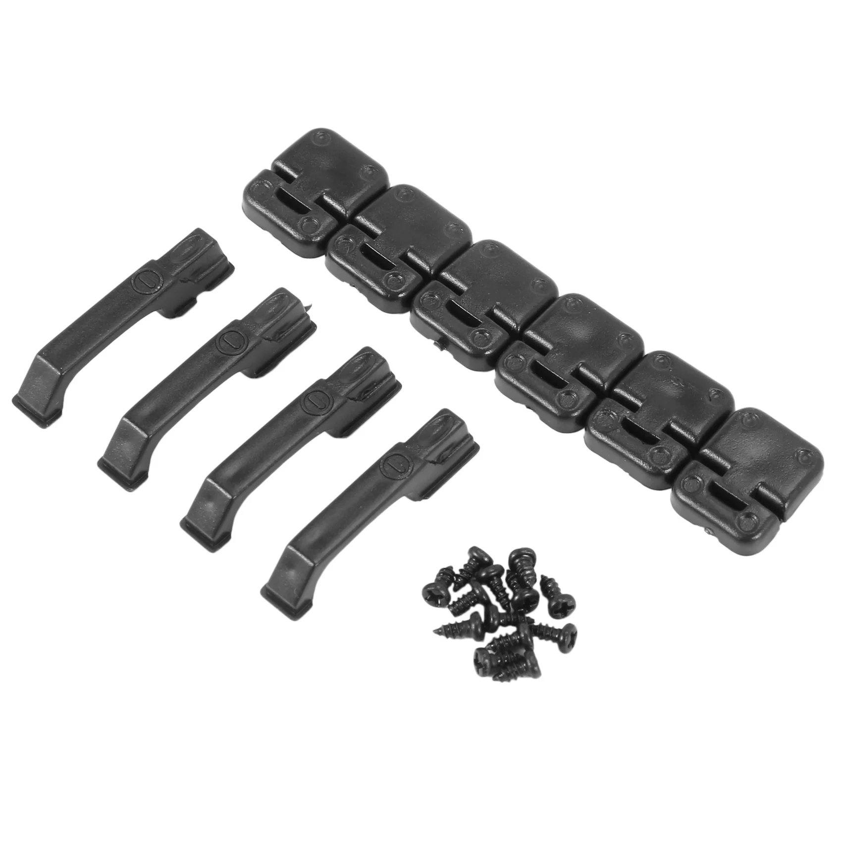 1 set di cerniere e maniglie per porte per auto da arrampicata in plastica nera per 1:10 RC Crawler Traxxas TRX4