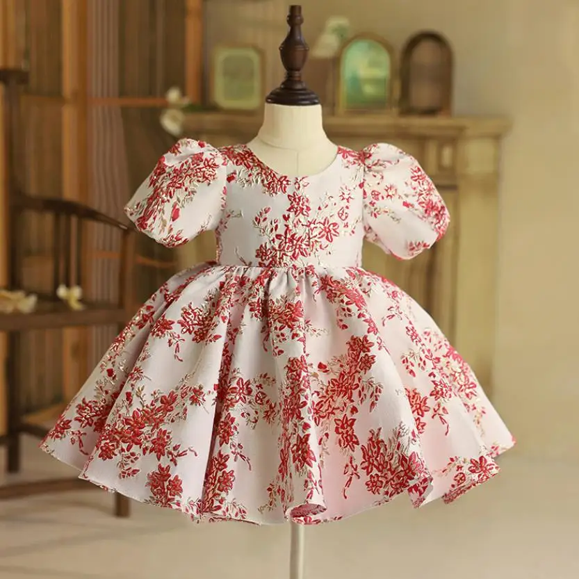 

Baby Spanish Lolita Princess Ball Gown Beading Design Birthday Baptism Party Easter Eid Dresses For Girls A2302