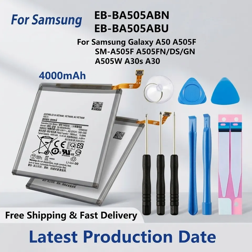 4000mAh Batería de Reemplazo EB-BA505ABN EB-BA505ABU para Samsung Galaxy A50 A30 Serie A505F A505FN/DS/GN A505W Con Herramientas