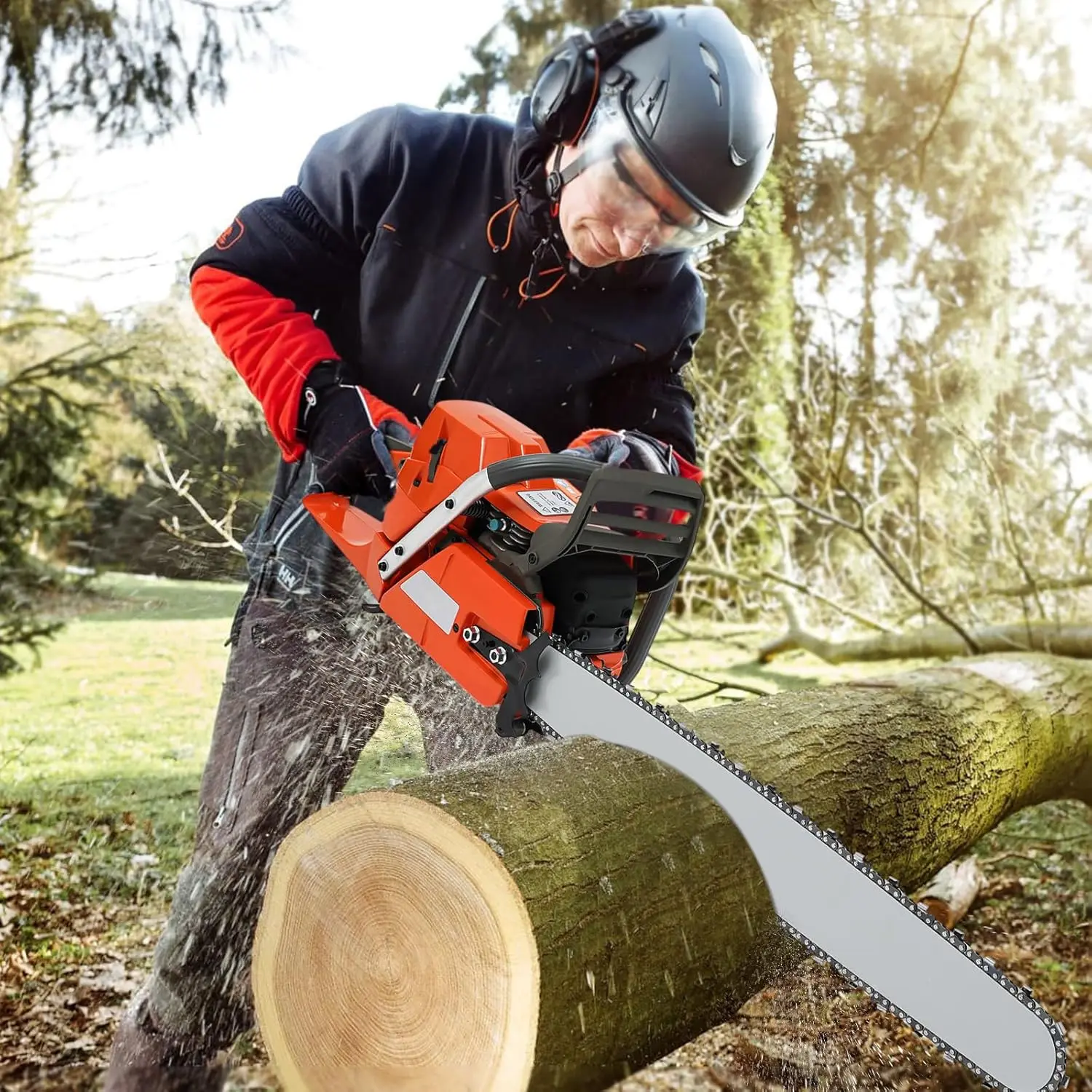 71Cc 2-Stroke Gas Powered Chainsaw 28 Inch Handheld Cordless Petrol Chain Saw For Tree Wood Cutting Ranch And Farm Work