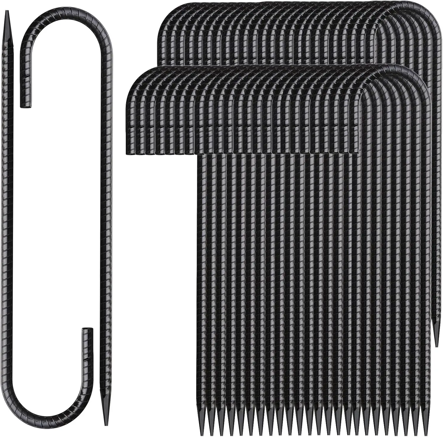 

12 Inch Heavy Duty Galvanized Rebar Stakes 50 Pack for Fencing Concrete Forming Camping