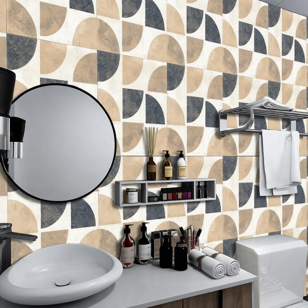 Modern Mosaic Wall Tile Stickers PVC Waterproof Peel And Stick Decor Decals For Kitchen Bathroom Living Room Wall Restoration