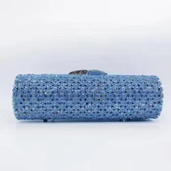 Blue Crystal Long Evening Clutch Luxury WHTUOHENG Diamond Wedding Purses Bridal Handbags Rhinestone Party Prom Clutches Bags