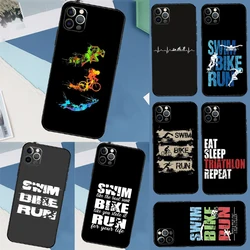 Triathlon Tri Life Swim Bike Run Case For iPhone 16 15 14 Pro Max 14 Plus 11 12 13 Pro Max Mini X XR XS Back Cover