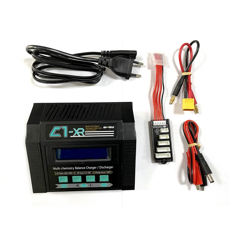 EV-PEAK intelligent balance C1-XR AC/DC 100-240V 100W 10A fpv 2-6s Drone Battery charger