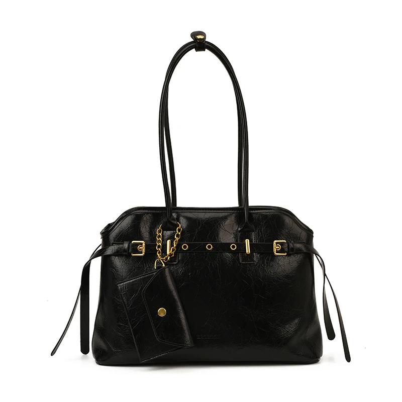 2025 Winter Glossy PU New Style Shell Shoulder Bags Solid Zipper Stylish Design Large Capacity High Quality Handbags for Women