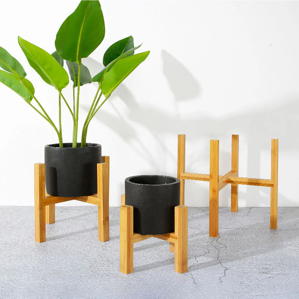 

Bamboo Tray Plant Rack Wood Flower Pot Holder Indoor Plants Display Stand Modern Planter Sturdy Durable Easy Any
