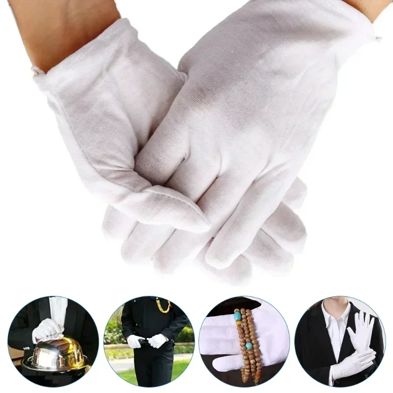 Fashion White Cotton Work Glove Men Women Handling High Stretch Thickened Household Cleaning Tools Reusable Wholesale