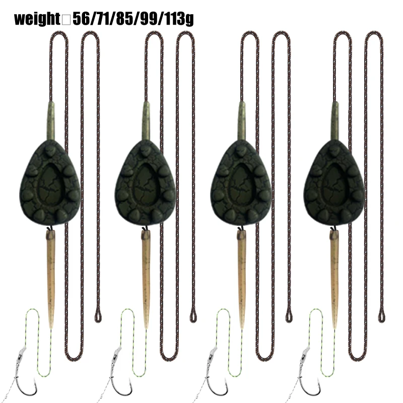 YOTO 1 Set Inline-Leader-Kit zum Karpfenangeln – Bleikernschnur, hochreibbarer holpriger Schlauch, Sinker (56 g–13 g), Anti-Blowback-Haken-Trace