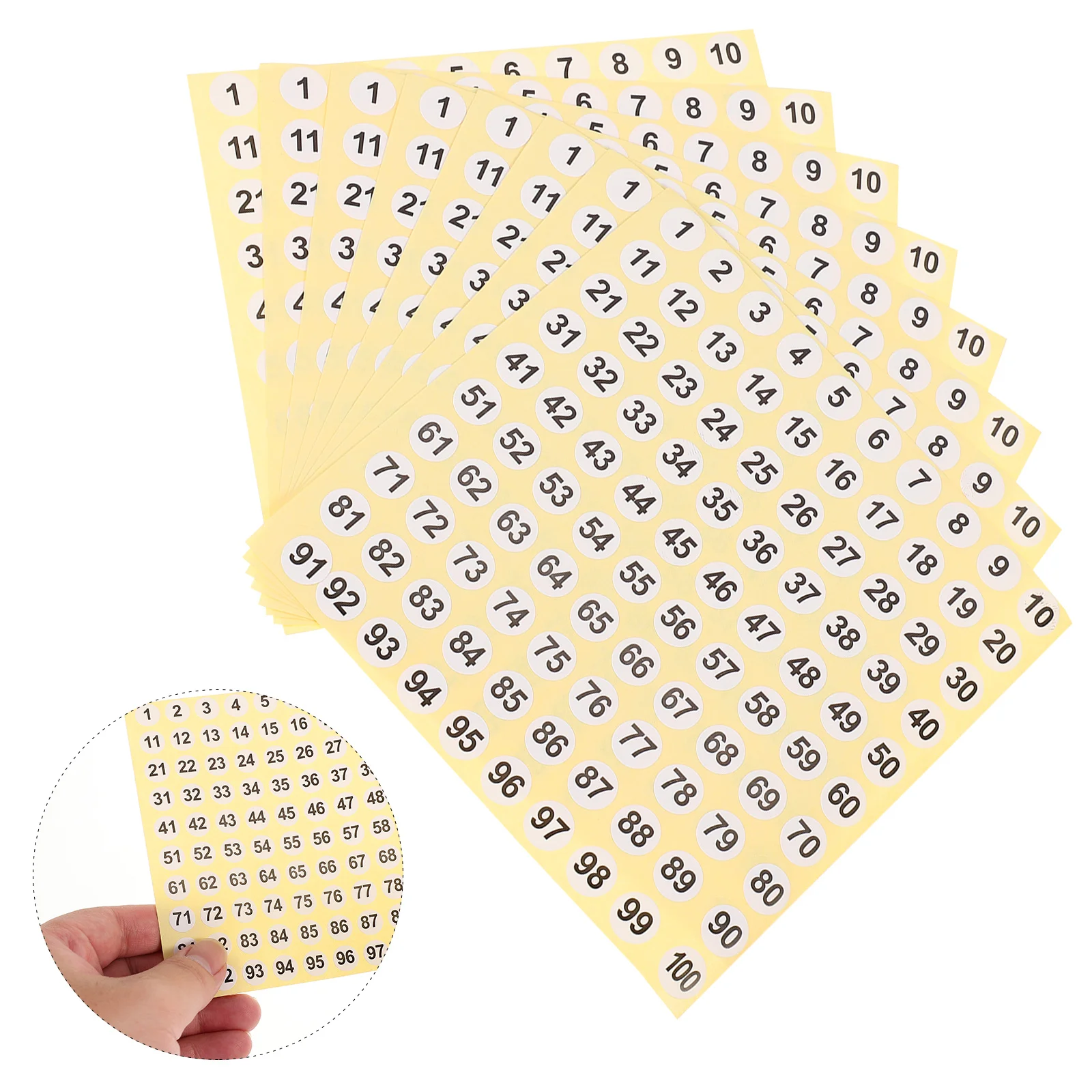 

100pcs Round Self-Adhesive Number Stickers Pvc Waterproof Labels For Diy Gift Wrap Storage Organization Home Party Fun Room