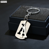 NEW Men DIY Men Stainless Steel 26 Letters Keychain English Letters  Key Chain Women Key Ring Best Party Gift Jewelry