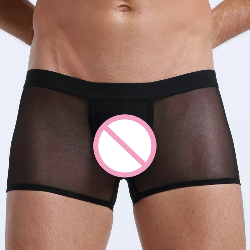 

Трусы-боксеры мужские газовые, Эротические стринги и G-стринги, сексуальное нижнее белье для геев, прозрачные трусы