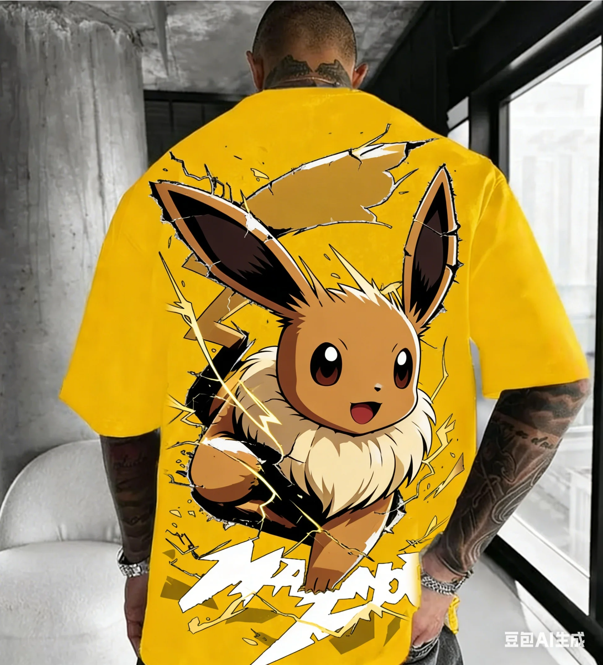 

2026 New Pokémon Collaboration Drop-Shoulder Style Japanese Streetwear Heavy Cotton Couple T-Shirt