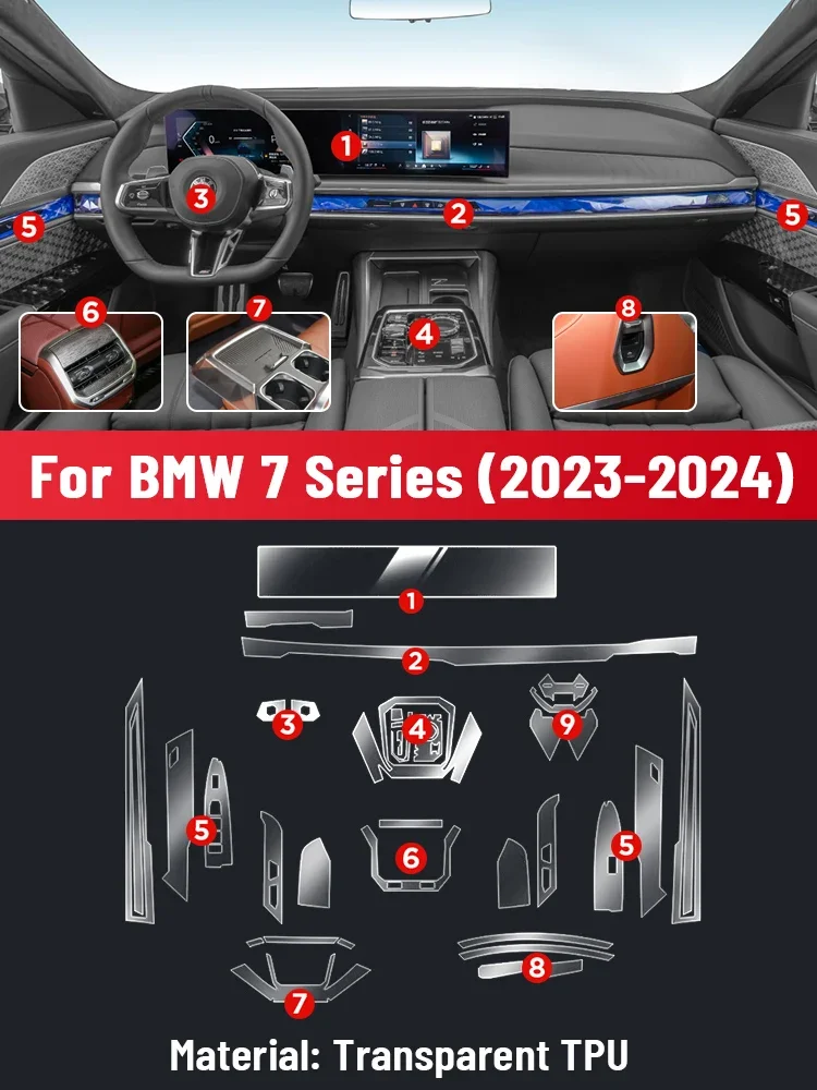 Auto Central Control Screen TPU Navigation Anti Scratch Interior Protection Film GPS Navigation For BMW 7 Series G70 2023 2024