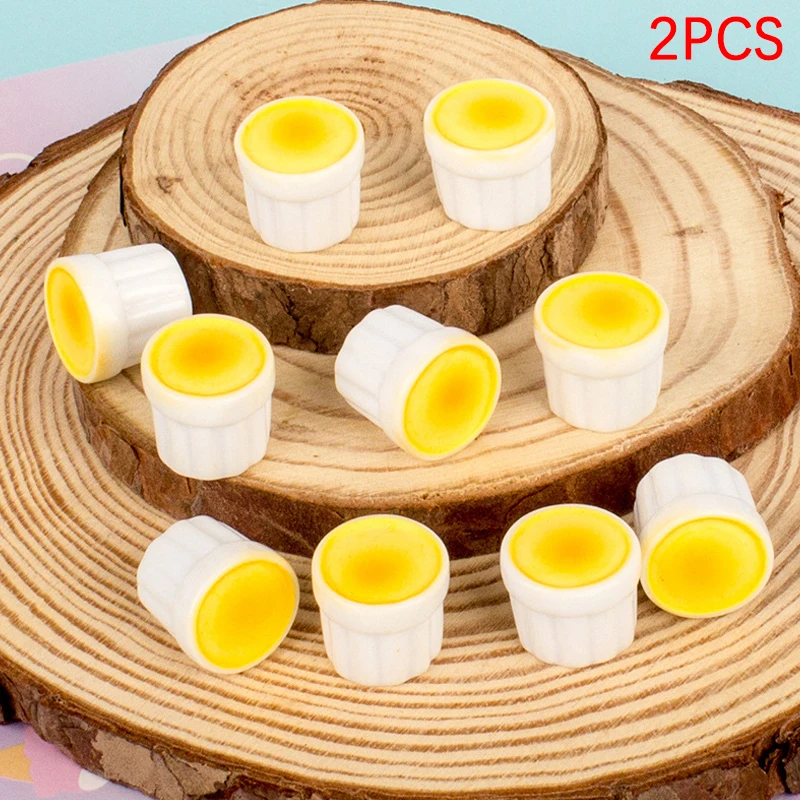 2PCS/Bag Dollhouse Toy Pudding Cup Simulation Food Model Kitchen Micro Landscape Ornament DIY Jewelry Accessory Home Decorations