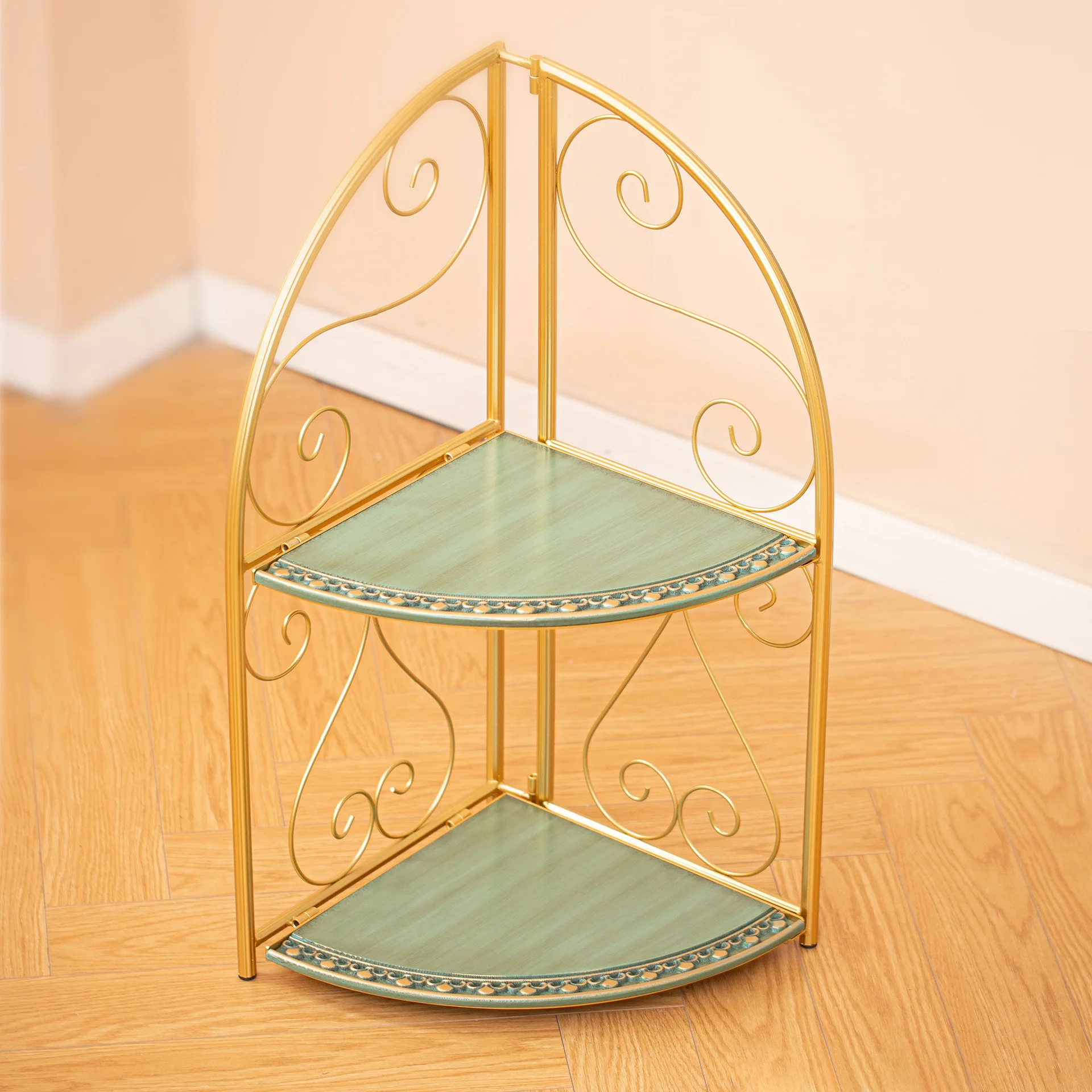 

DSA folding edge corner corner wall rack living room sofa corner small apartment bedroom storage rack wrought iron solid wood
