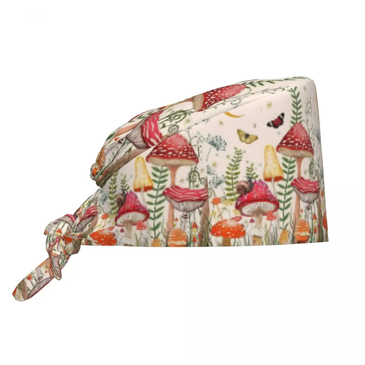 Gorro exfoliante de dibujos animados de bosque de setas, gorros quirúrgicos Vintage para el cuidado de enfermera, gorros de trabajo para Spa, tienda de mascotas, veterinaria, enfermera Dental