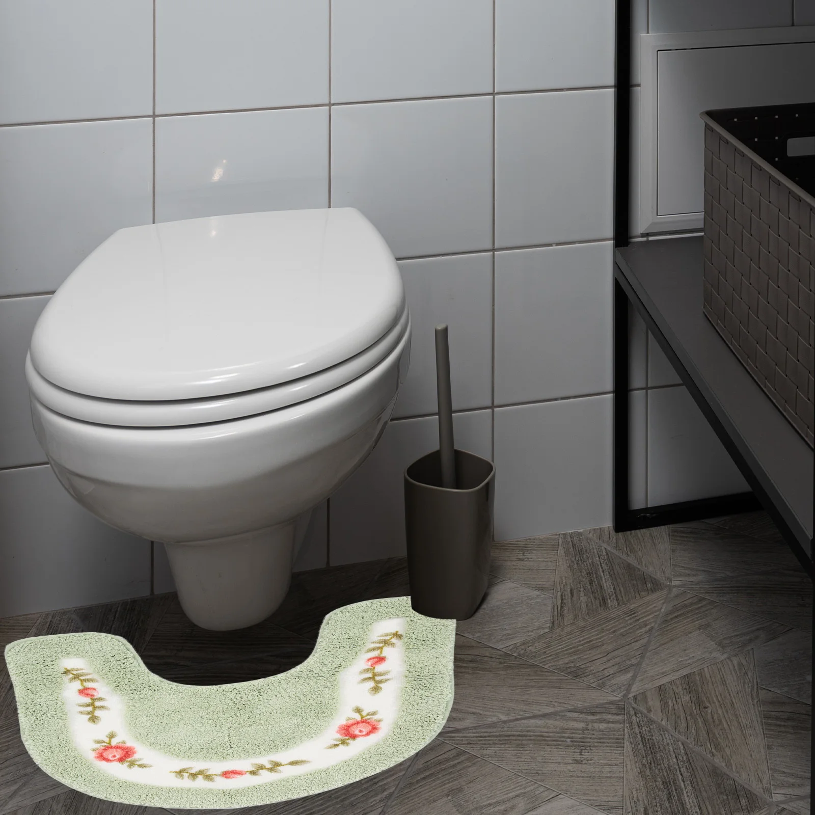 

1Pcs Anti-Slip Closestool Floor Mat Pastoral Style U-Shaped Non-Slip Bathroom Toilet Cushion Comfortable Supple Feet Pad