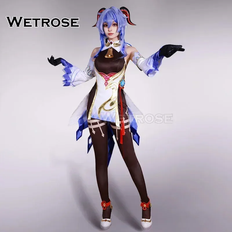 

【Wetrose】Ganyu SSR Cosplay Costume Genshin Impact Gan Yu Gan Yu Ganyu Horn Head Gears Full Set Wig Shoes Halloween Xmas