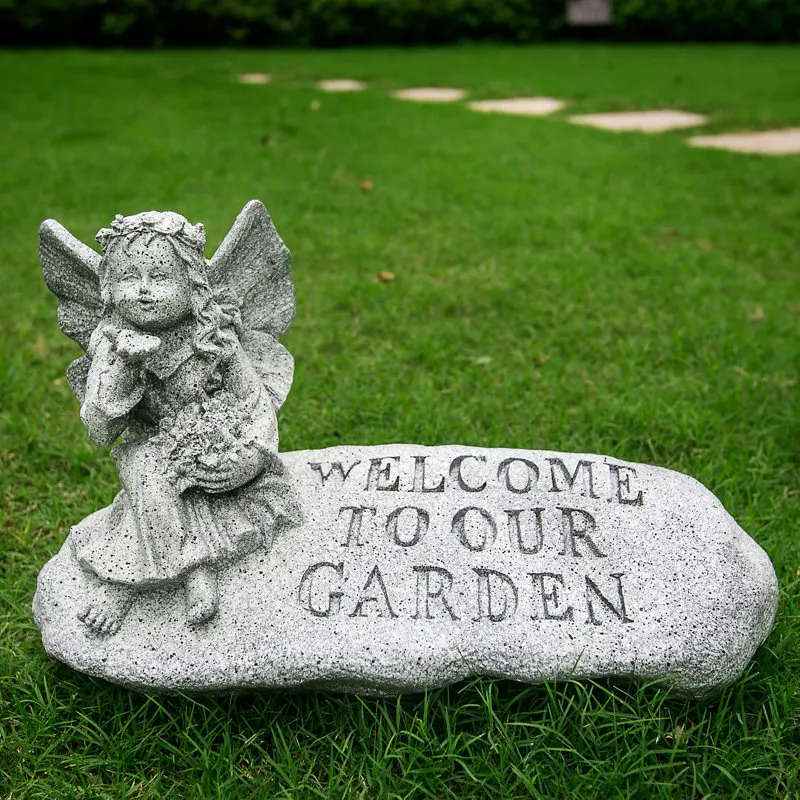 

Outdoor Garden Resin Welcome Angel Pastoral Ornaments Villa Courtyard Sculpture Decoration Park Landscape Statue Crafts