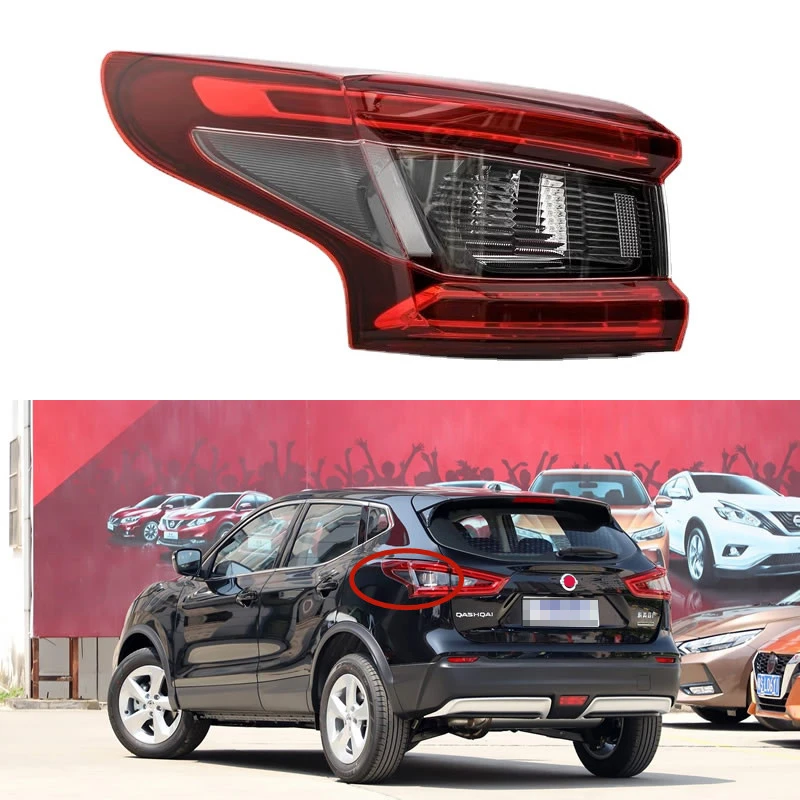 

For Nissan Qashqai 2019 2020 2021 2022 Car Accessories LED Rear Outside taillight assembly Brakel lamp Parking Lights Rear lamp