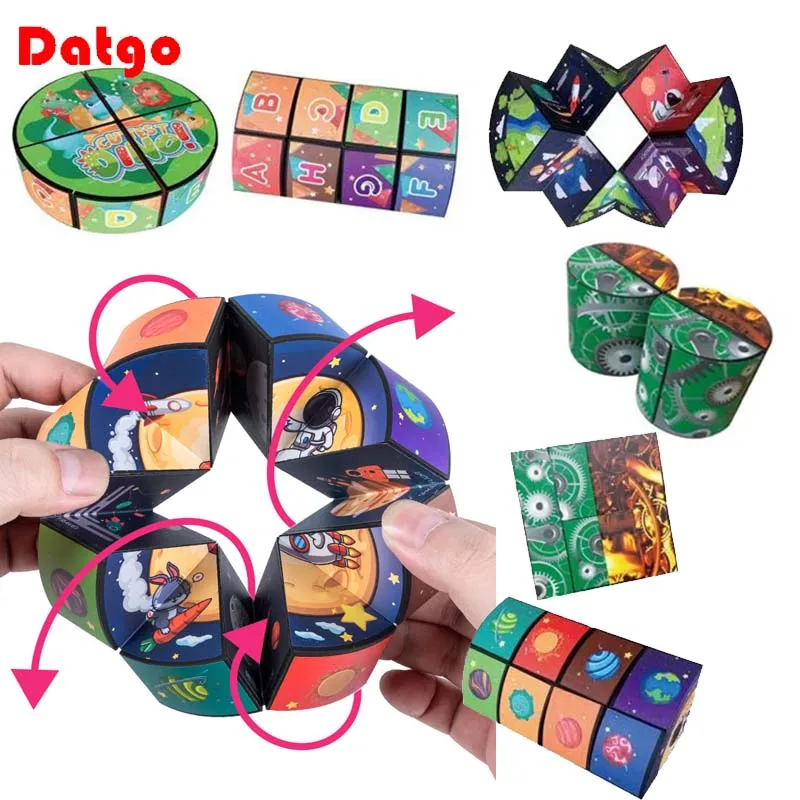 Kids Magic Cubes Games Puzzles Toys Adults Decompression Toy Change Geometric Shapes Table Game Antistress Gifts For Children