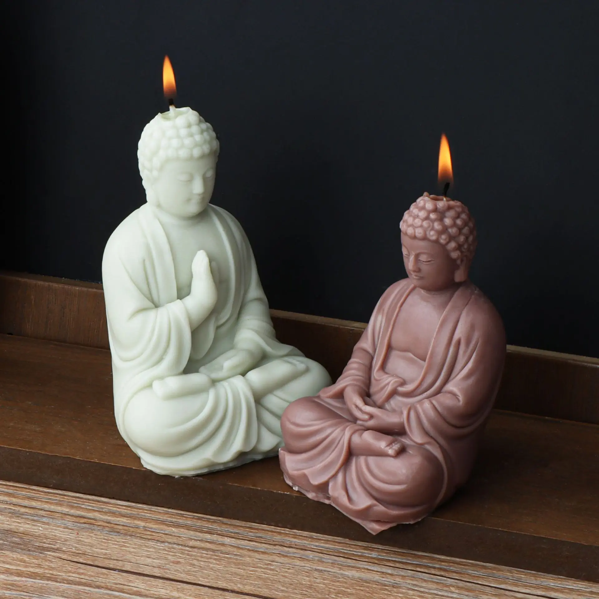 Meditation Buddha Candle Silicone Mold Gypsum form Carving Art Aromatherapy Plaster Home Decoration Mold Gift Handmade