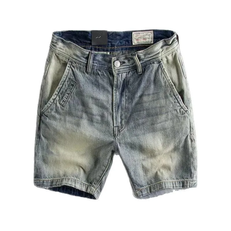 

2026 Men's Denim Shorts Vintage Style Washed Straight Fit Denim Shorts Summer Hot Trendy Korean Casual Pants for Men Short Pants